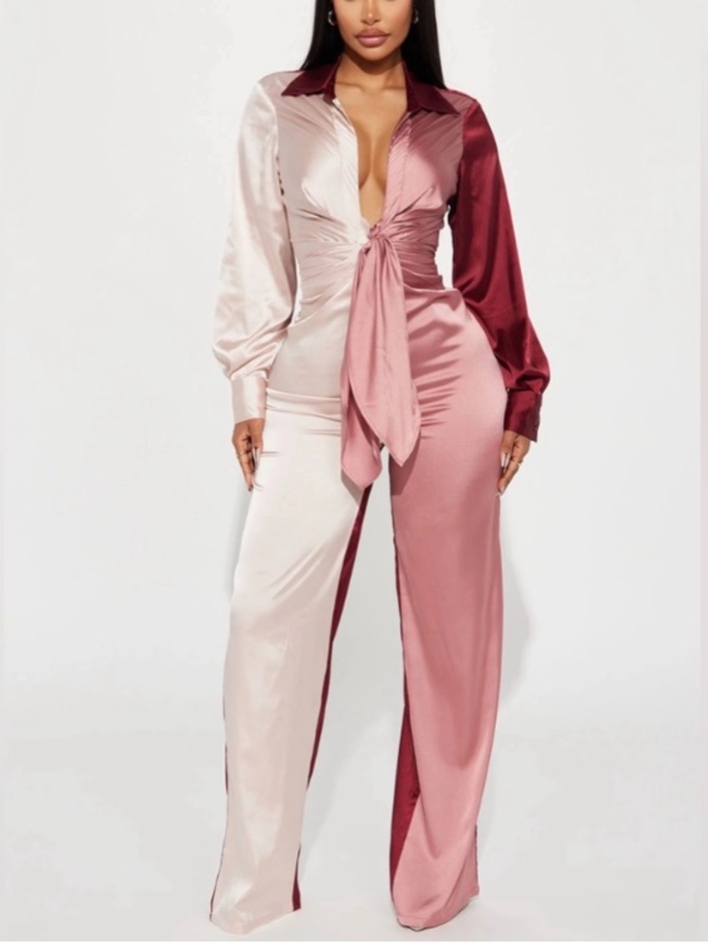 Fashion Nova Pink and Red Jumpsuit